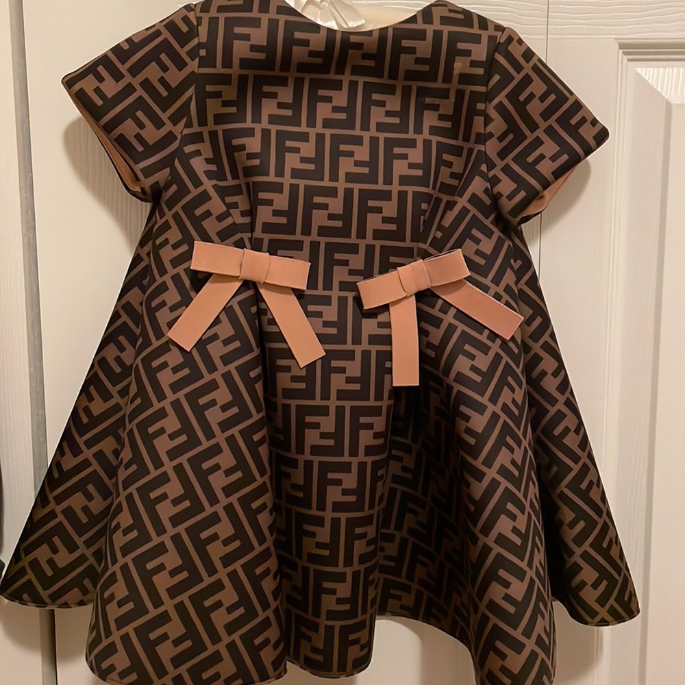 Fendi  Neoprene Logo Bow Dress